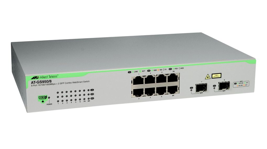 AT-GS950/8-50 | Allied Telesis Ethernet Switch, RJ45 Ports 6, SFP